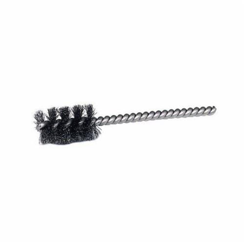 Weiler® 21144 Round Wire Power Tube Brush, 11/16 in Dia x 1 in L, 3-1/2 in OAL, 0.005 in Dia Filament/Wire, Steel Fill